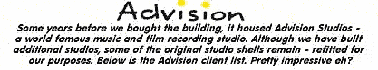 Advision Studios exterior sign