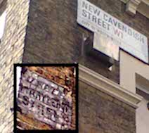 Historic Upper Marylebone Street sign near Gosfield Street